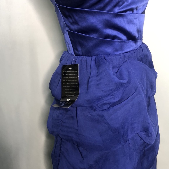 Bebe Blue Summer Halter Cary Mini Silk Ruffled Cocktail Dress Small - Picture 13 of 17